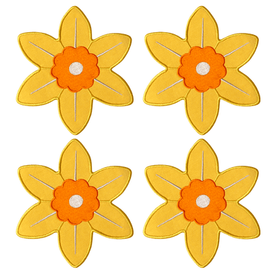 Octaevo’s Daffodil Coasters (Set of 4) bring a cheerful touch to any table setting.