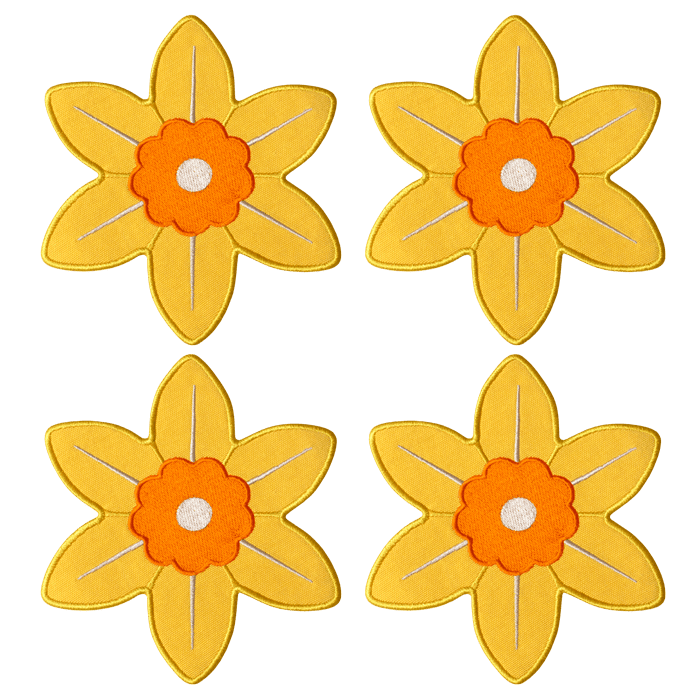 Octaevo’s Daffodil Coasters (Set of 4) bring a cheerful touch to any table setting.