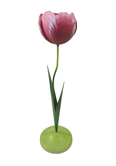 Dahlia Pink Tulip Candleholder Tole - Casa by Josephine Jenno