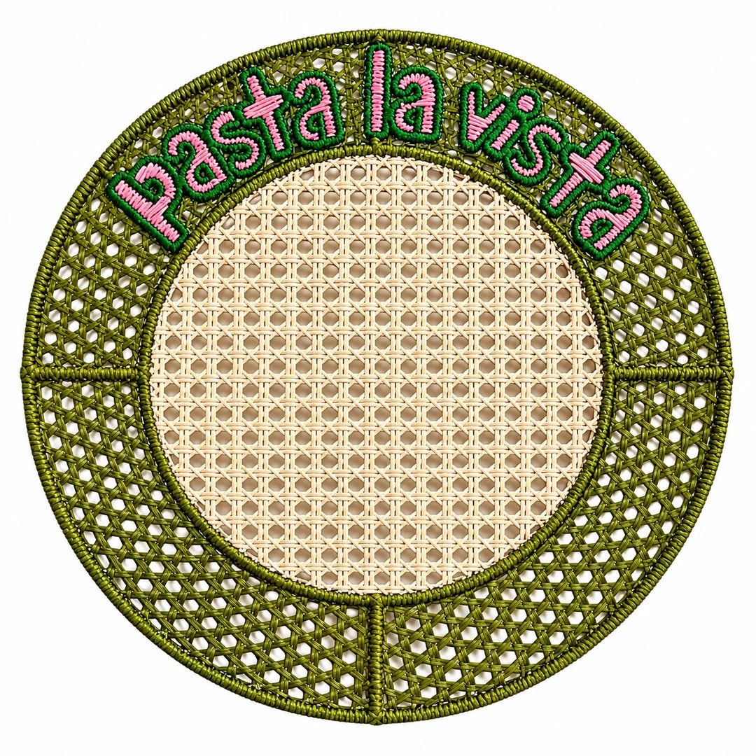 Embroidered Rattan Placemats with Fun Quotes (set of 4)