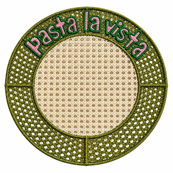 Embroidered Rattan Placemats with Fun Quotes (set of 4)