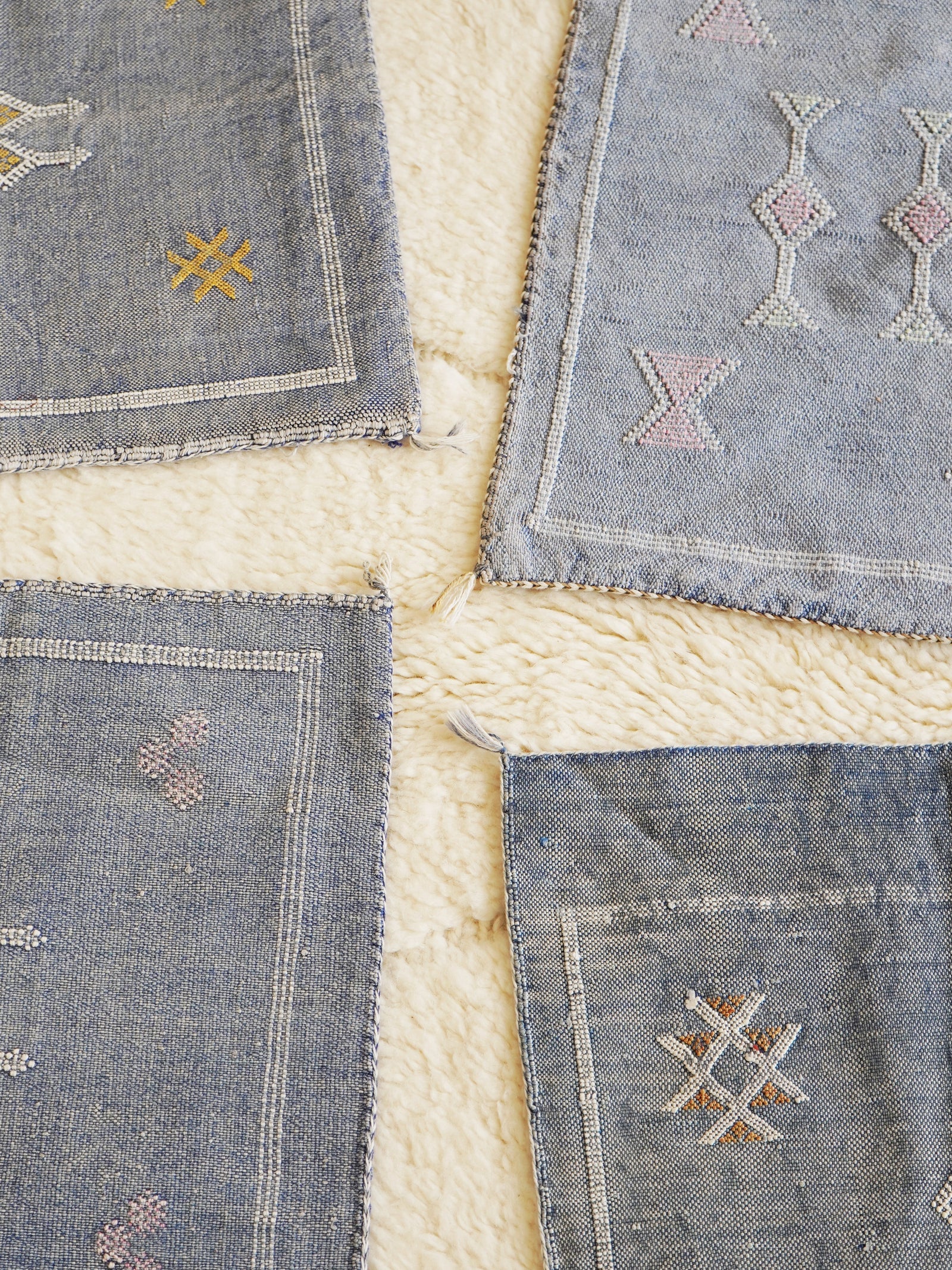 Luxury Cactus Silk Cushion - Denim Blue