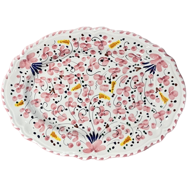 Ovale Deruta Platter, Pink - 32cm