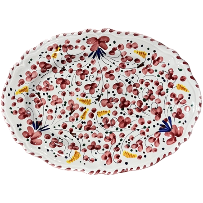 Deruta Oval Platter 32 cm Bordeaux
