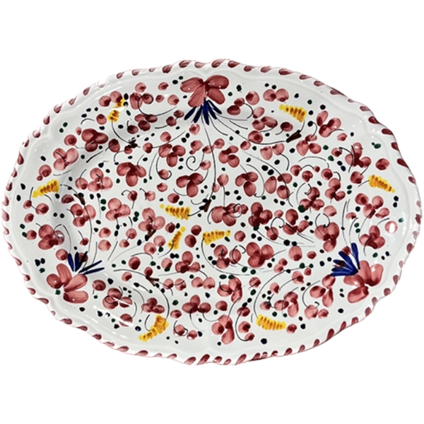 Deruta Oval Platter 32 cm Bordeaux