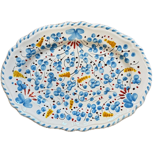 Deruta Oval Platter 32 cm Turquoise