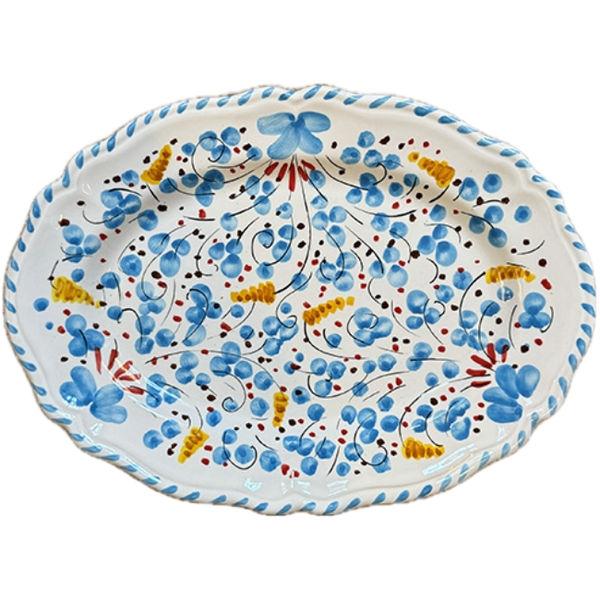 Deruta Oval Platter 32 cm Turquoise