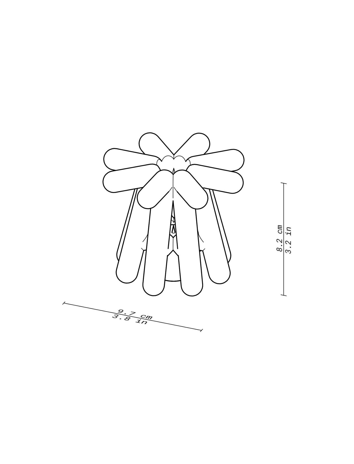 DIGIT SEVEN Candlestick product line drawing showing dimensions 9.7 cm width and 8.2 cm height in black and white.