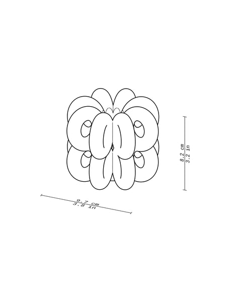 DIGIT EIGHT Candlestick line drawing showing dimensions 9.7 cm width and 8.2 cm height in black and white.
