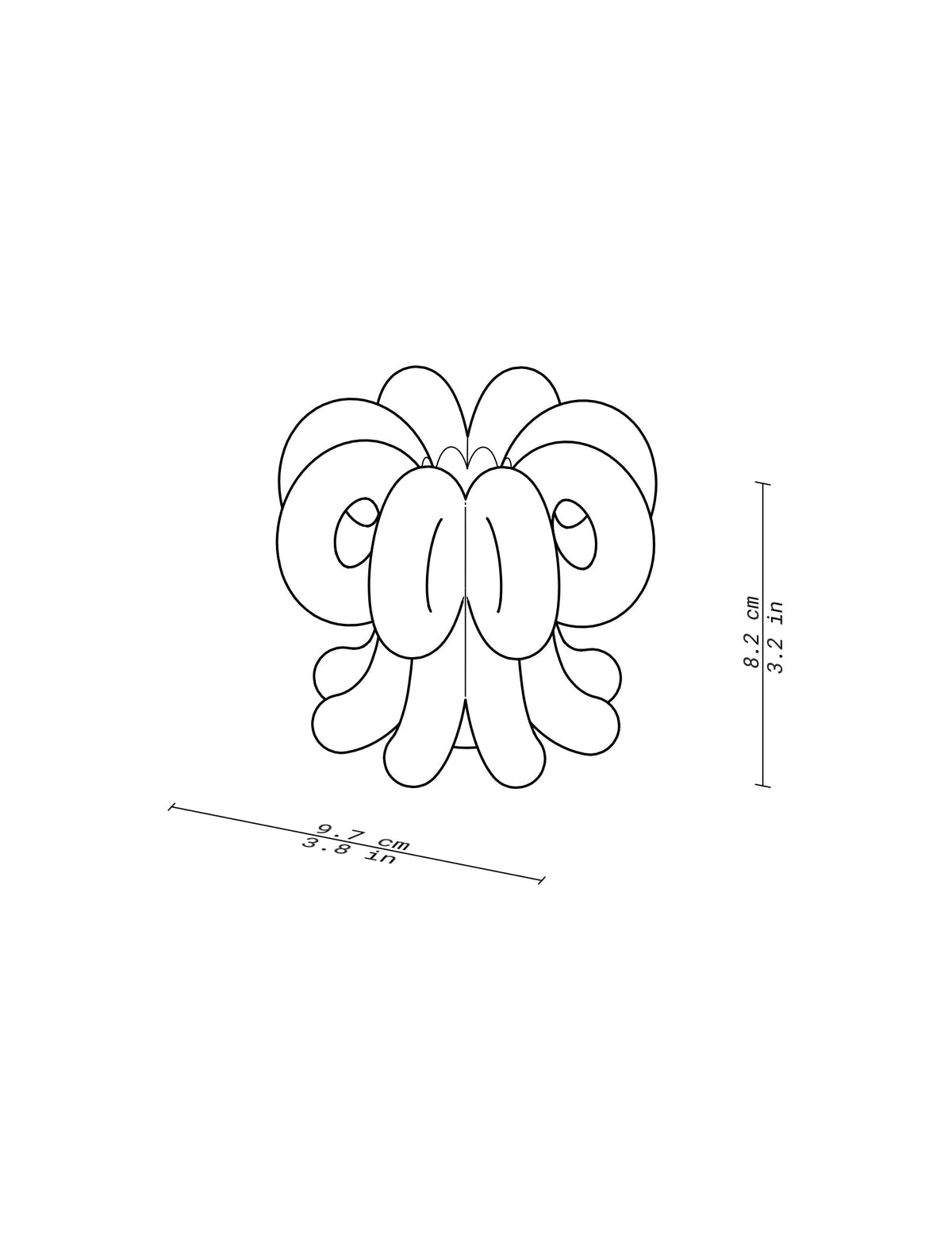 DIGIT NINE Candlestick dimensions showing height 8.2 cm and width 9.7 cm in a line drawing.
