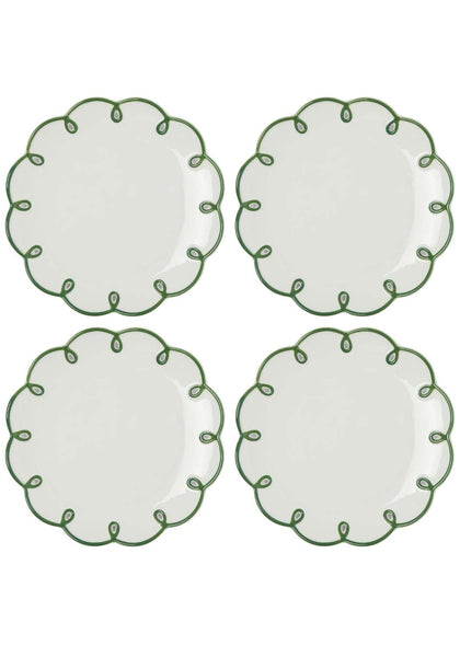 Dinner Plate Glorious Green Scalloped Lunch Plate - Set of 4