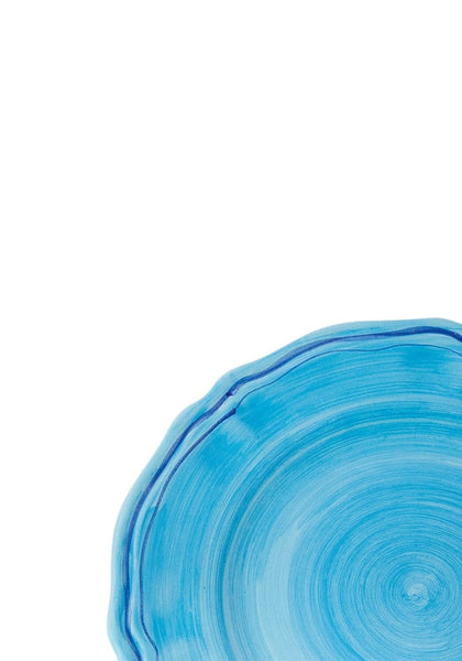 Dinner Plate Italian Hand Painted Stoneware Plates Blue  - Set of 4