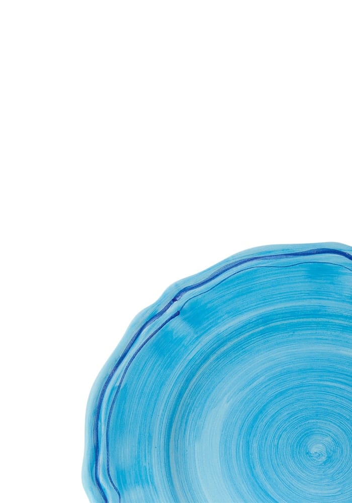 Dinner Plate Italian Hand Painted Stoneware Plates Blue  - Set of 4