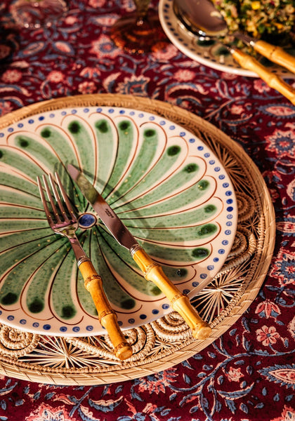 Peacock Dinner Plate, Green Set of 4