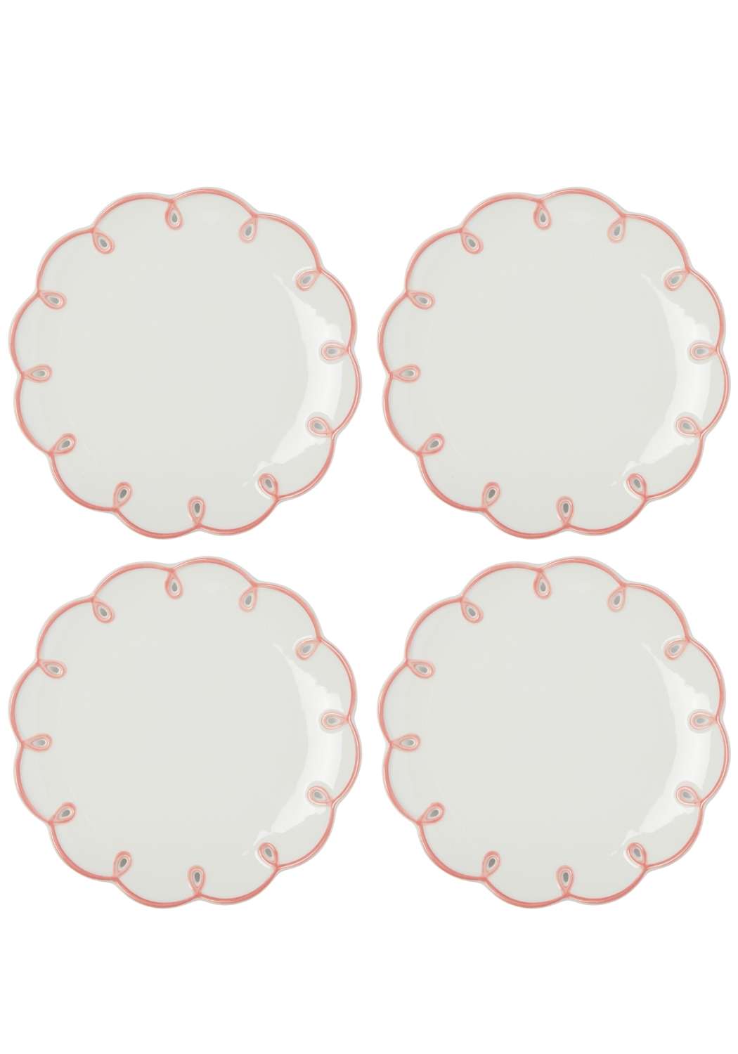 Dinner Plate Pretty In Pink Scalloped Lunch Plate - Set of 4