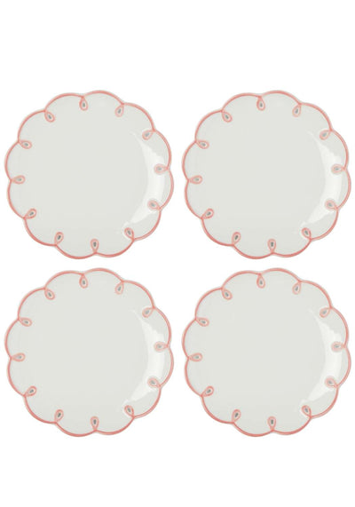 Dinner Plate Pretty In Pink Scalloped Lunch Plate - Set of 4