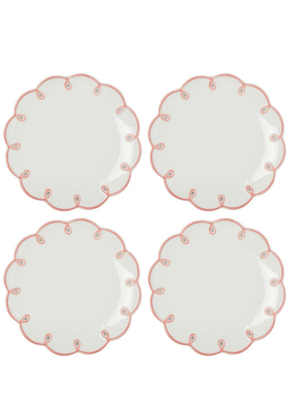 Dinner Plate Pretty In Pink Scalloped Lunch Plate - Set of 4