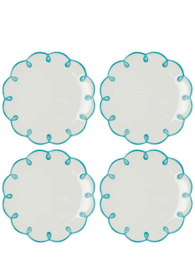 Dinner Plate Sky Blue Scalloped Lunch Plate - Set of 4
