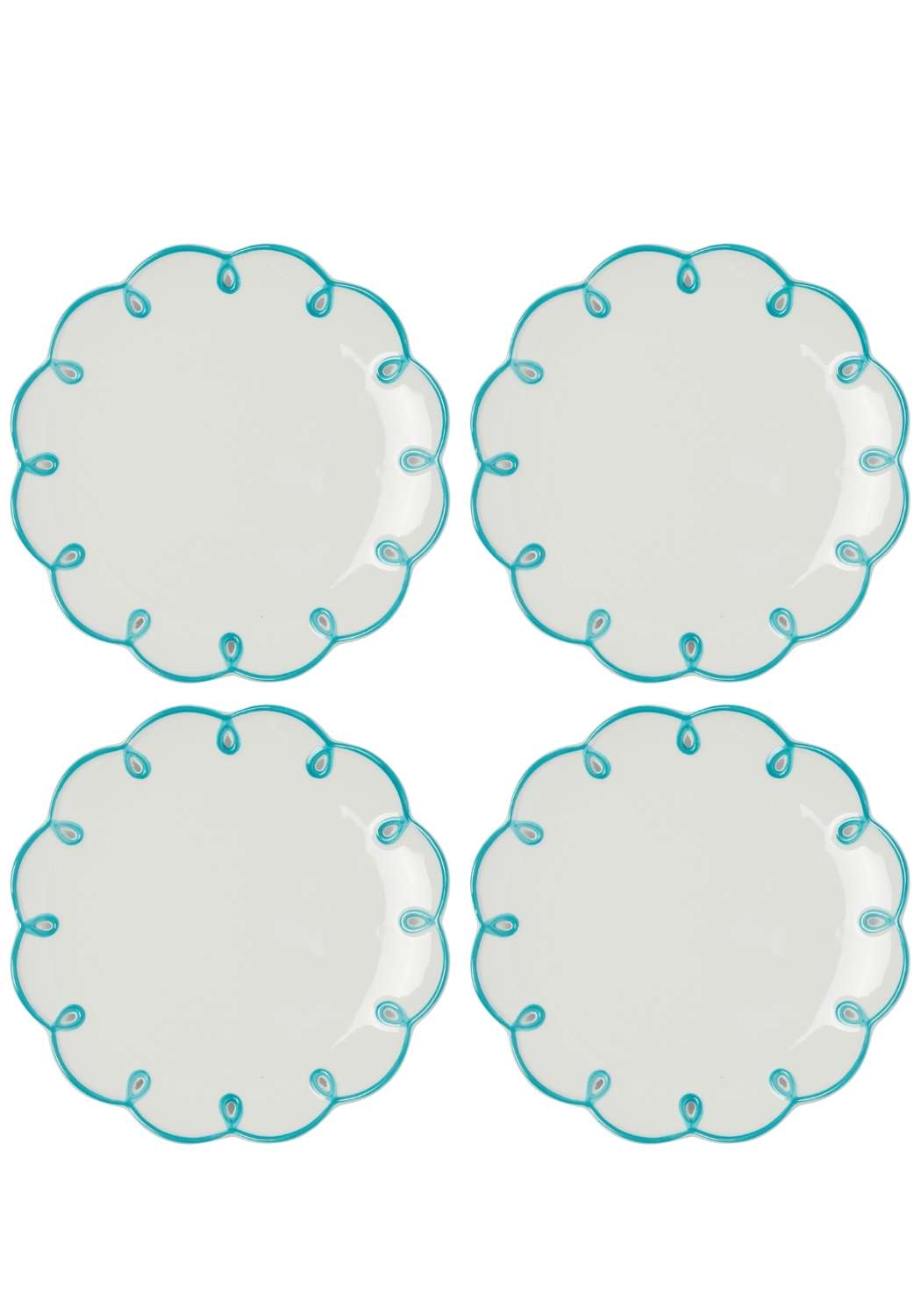 Dinner Plate Sky Blue Scalloped Lunch Plate - Set of 4