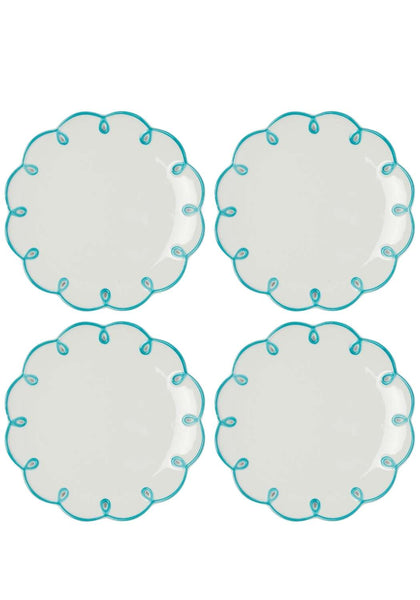 Dinner Plate Sky Blue Scalloped Lunch Plate - Set of 4