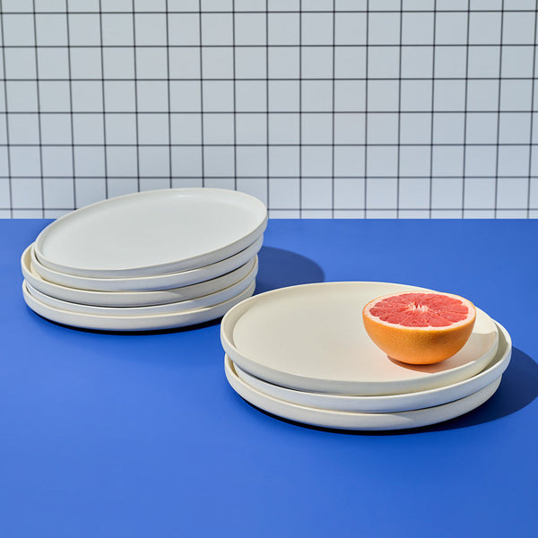 LoHo Dinner Plates Set of 4, Ivory Reactive Glaze