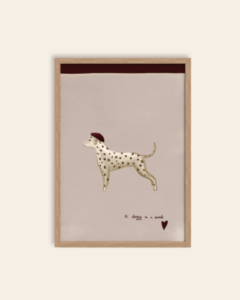 A Doggy in a Beret Art Print