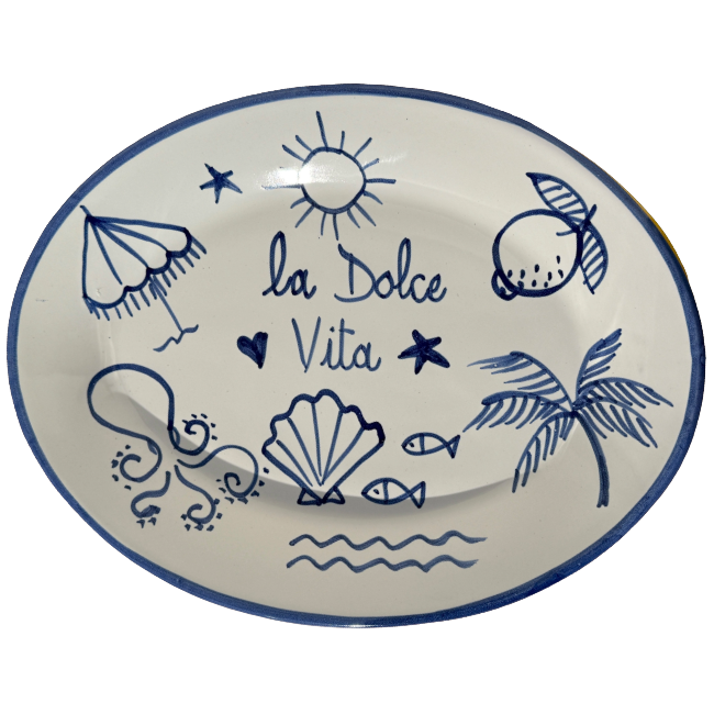 Dolce Vita Oval Platter, Blue - 32cm