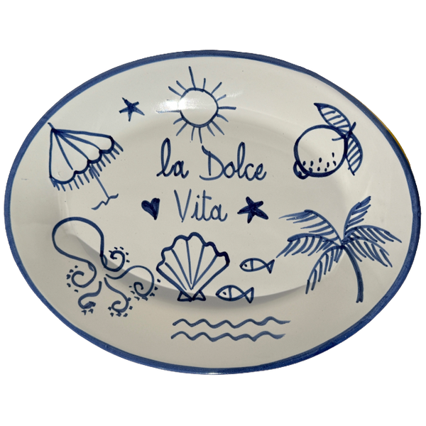 Dolce Vita Oval Platter, Blue - 32cm