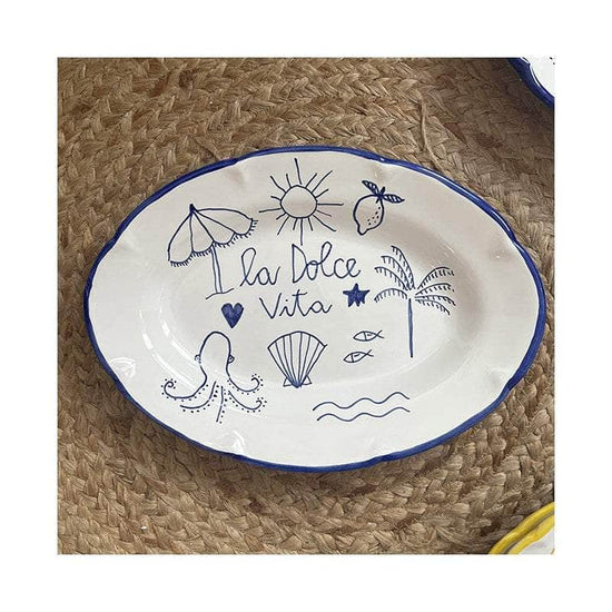 Dolce Vita Oval Serving Plate in Blue 32 cm