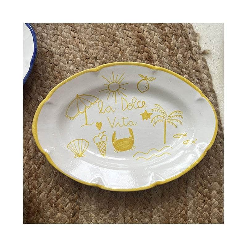 Dolce Vita Oval Serving Platter in Yellow 32 cm