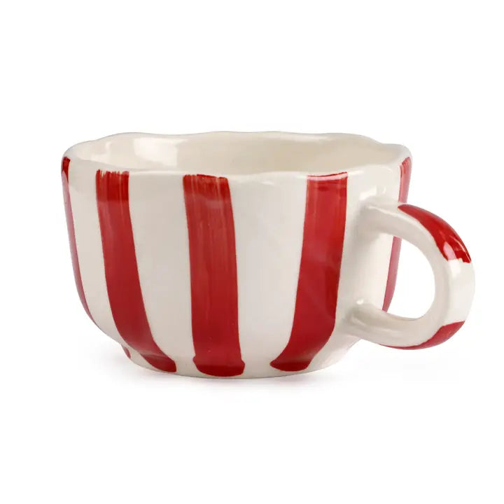 Red Cappuccino Cup | Handpainted Ceramic | 2.9 x 3.9 in (Set of 2)