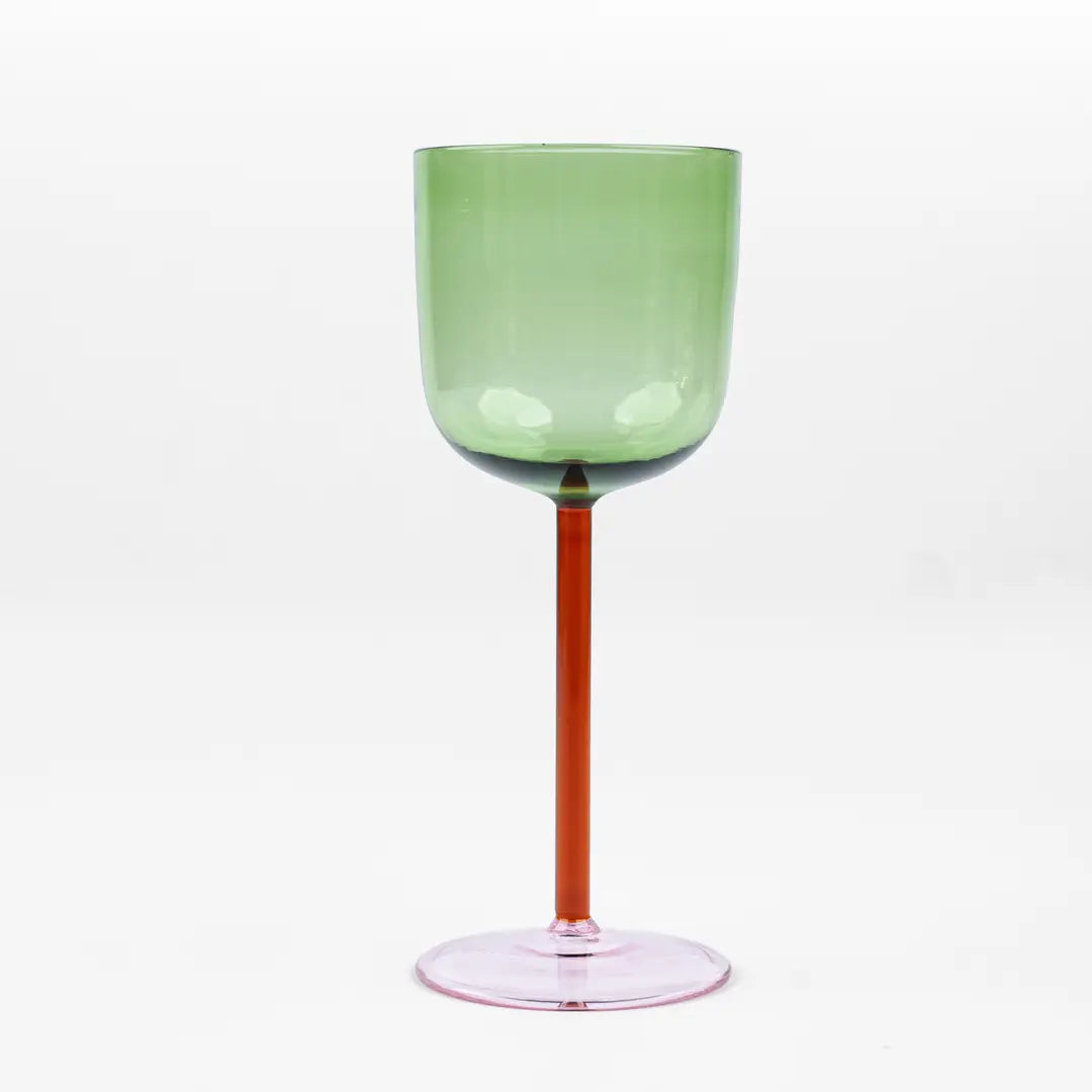 Color Pop Wine Glass - Green,  3 x 7 Inches - Set of 2)