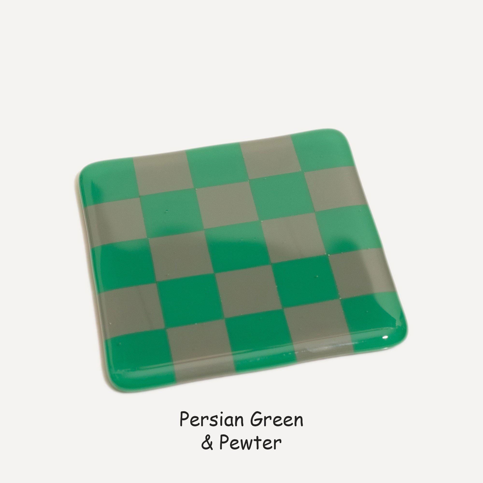 10cm Chequered Dual Colour Coaster - Oceanside Collection - Persian Green &amp; Pewter image