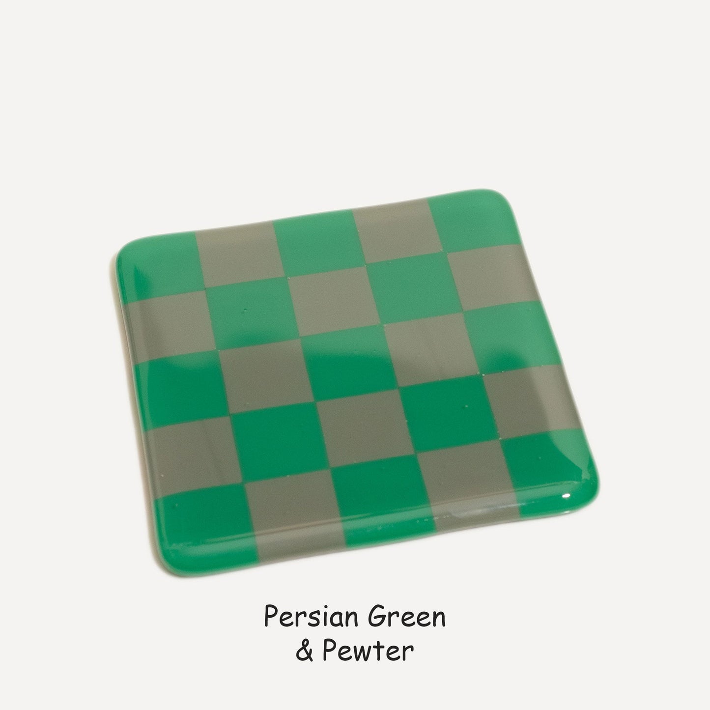 10cm Chequered Dual Colour Coaster - Oceanside Collection - Persian Green &amp; Pewter image