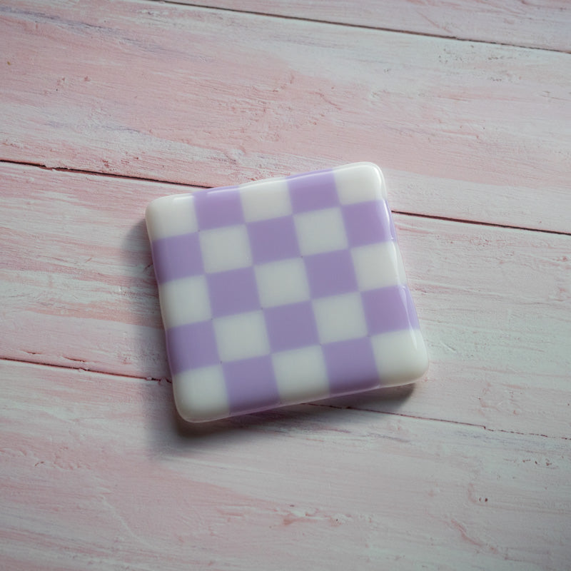 10cm Chequered White/Colour Coaster - Bullseye - Lavender image