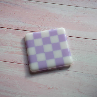 10cm Chequered White/Colour Coaster - Bullseye - Lavender image