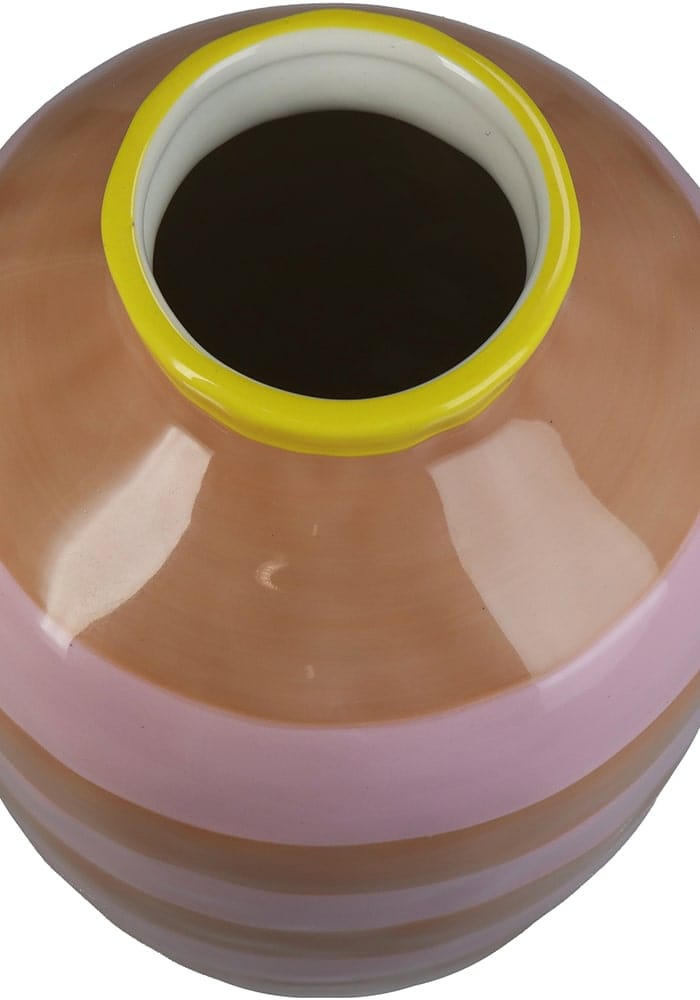 Striped Clay and Pink Vase