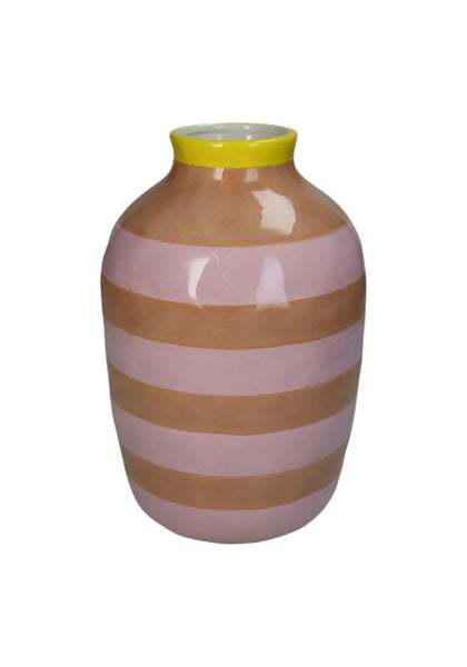 Striped Clay and Pink Vase