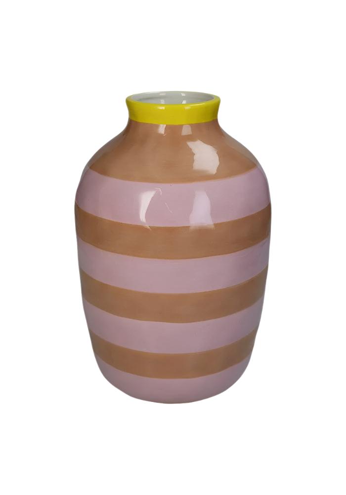 Striped Clay and Pink Vase