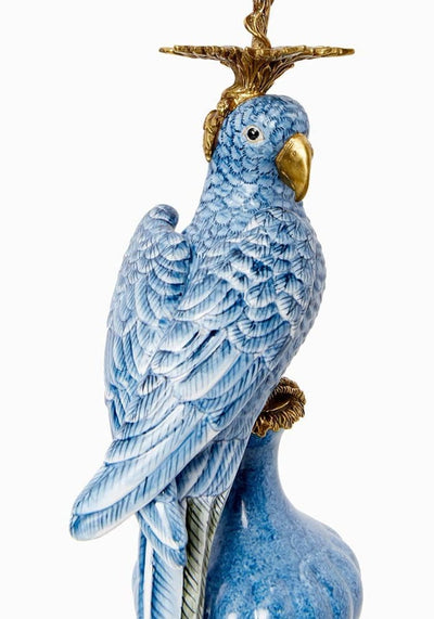 Enamelled Pretty Polly Parrot Candlestick - Left - Casa by Josephine Jenno