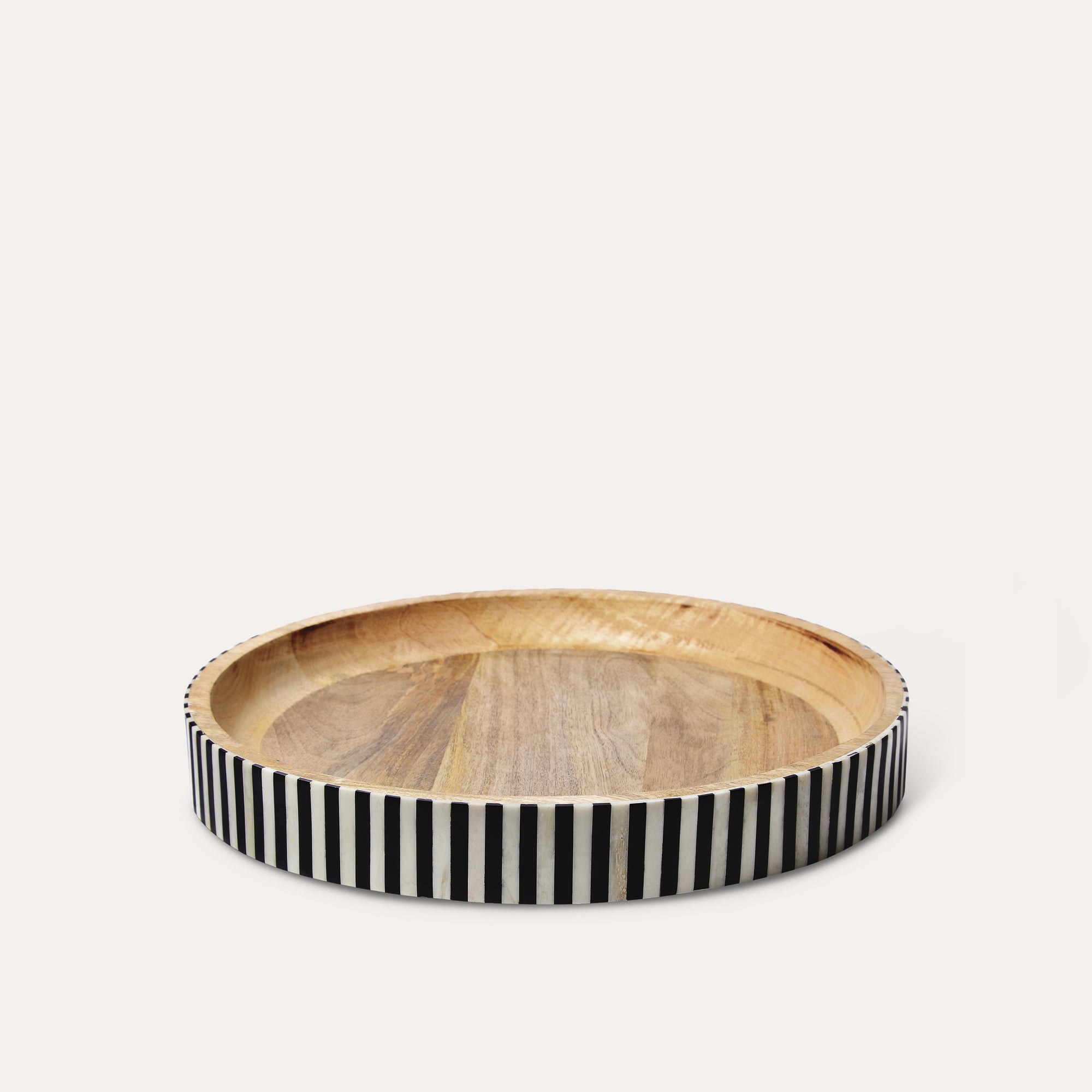 Round Inlay Tray | Black  | Striped