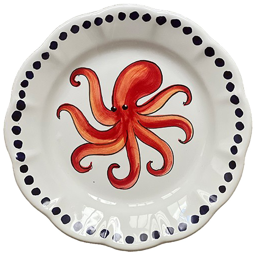 Estate Red Octopus Plate 20cm