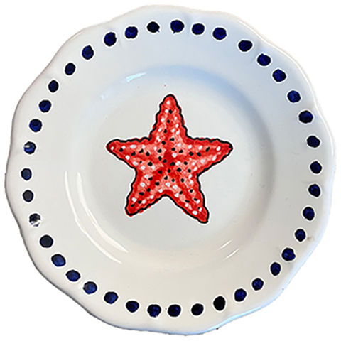 Estate Red Starfish Plate 16cm