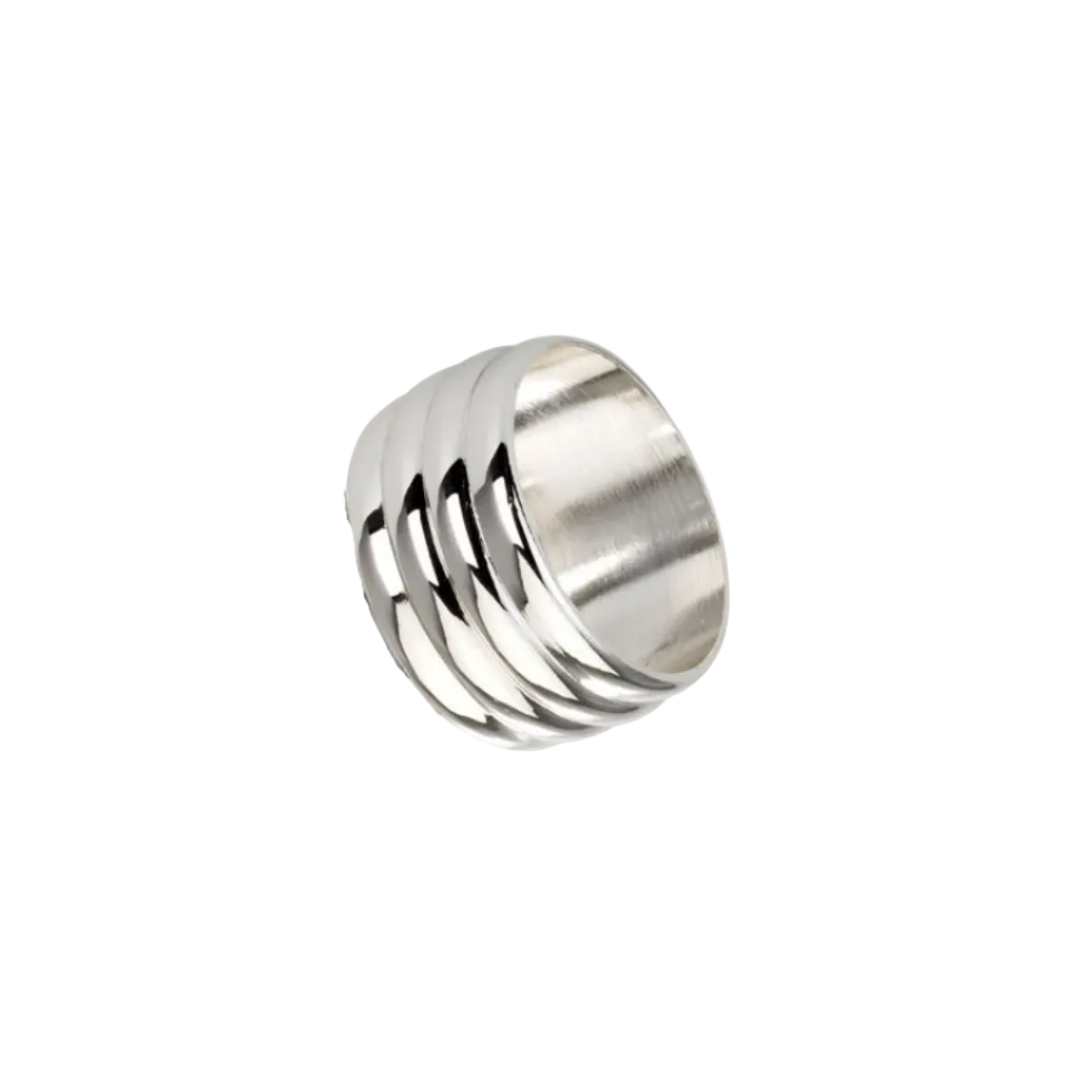 Argola para Guardanapo com Riscas Prateada