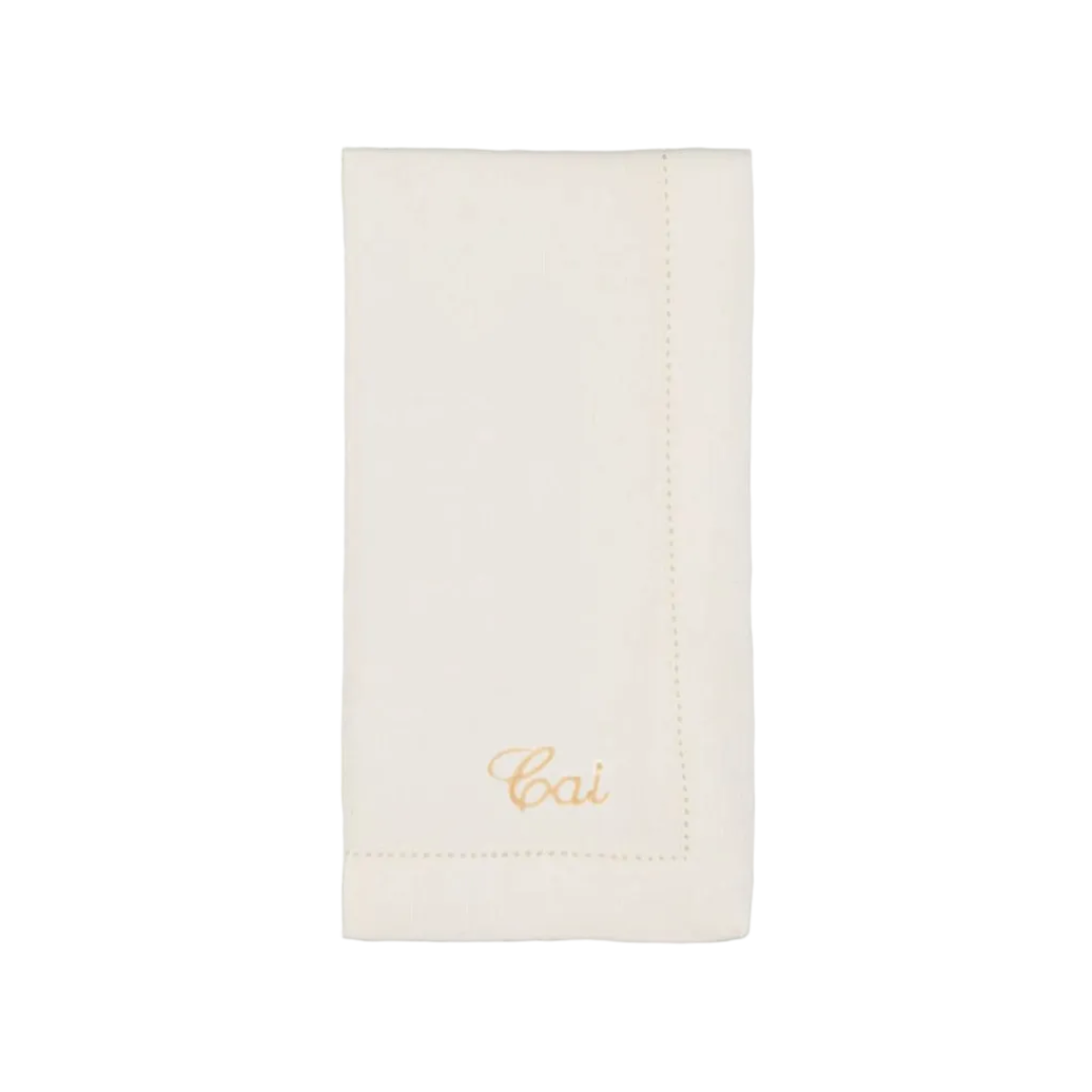 Customised White Hemstitch Linen Napkin MF