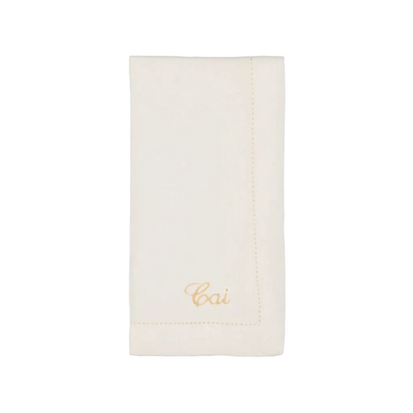 Customised White Hemstitch Linen Napkin MF