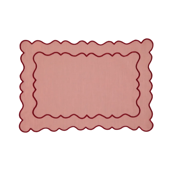Placemat Ondulado, Salmon with Red