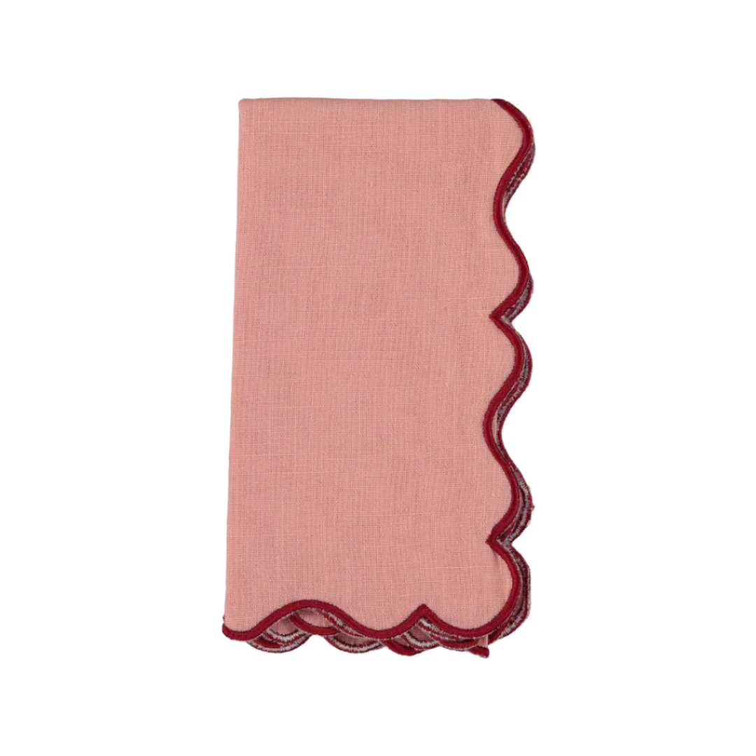 Scalloped Napkin, Salmon and Red