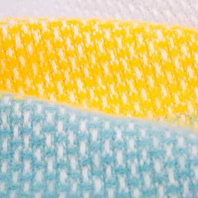 Evening Tales - Pure New Wool Blanket - Super Fluffy - Yellow, Turquoise & Grey - Heating & Plumbing London - Throw