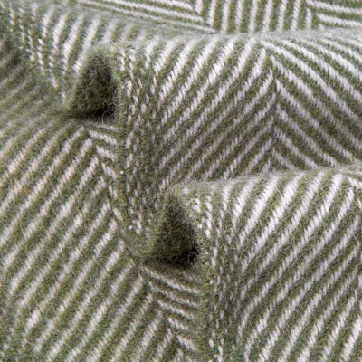 Evening Tales - Pure New Wool Blanket - Traditional Herringbone - Avocado - Heating & Plumbing London - Throw